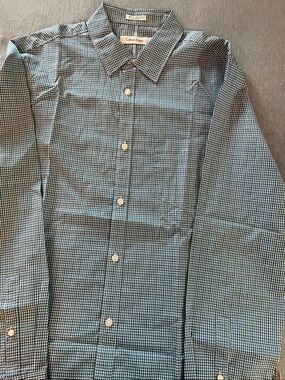 Calvin Klein Blue and White Checked Dress Shirt